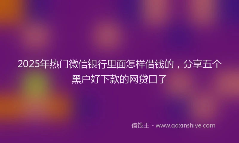 2025年热门微信银行里面怎样借钱的，分享五个黑户好下款的网贷口子