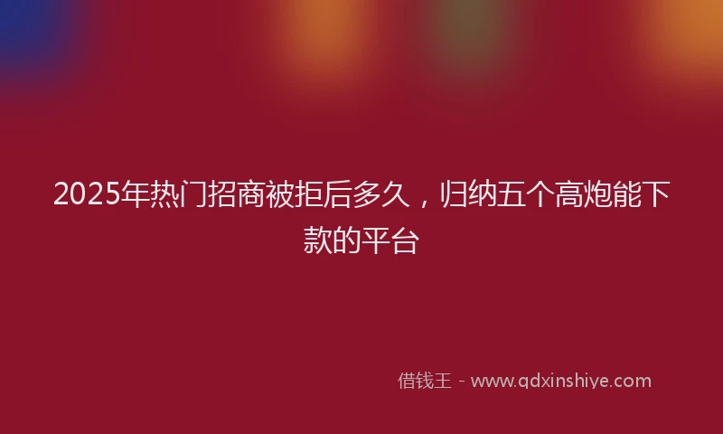 2025年热门招商被拒后多久，归纳五个高炮能下款的平台
