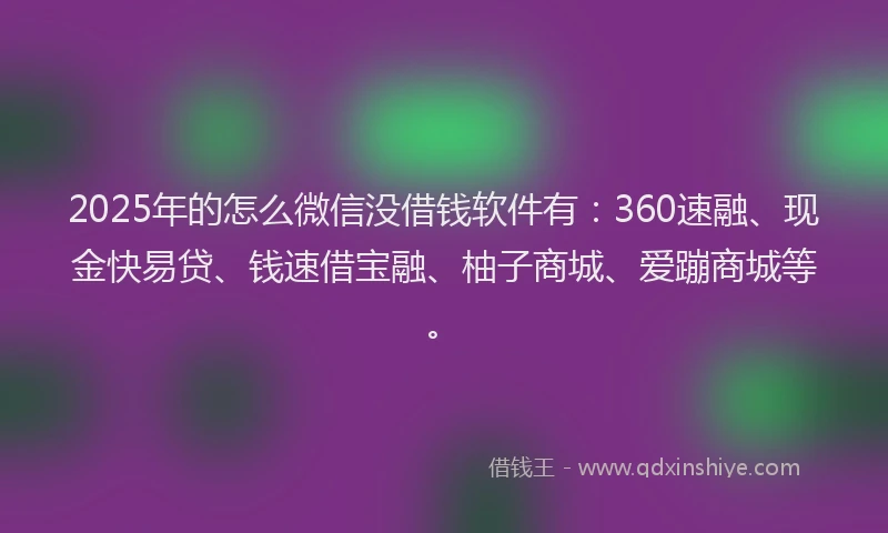 2025年的怎么微信没借钱软件有：360速融、现金快易贷、钱速借宝融、柚子商城、爱蹦商城等。