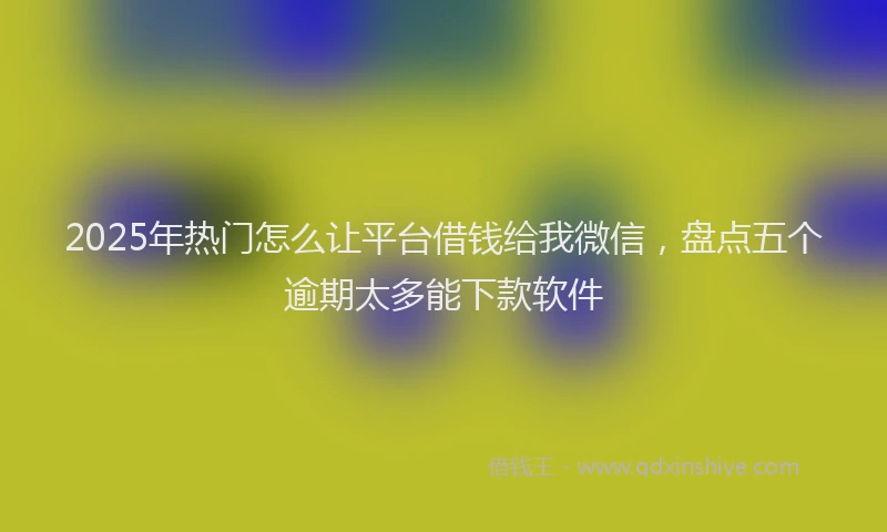 2025年热门怎么让平台借钱给我微信，盘点五个逾期太多能下款软件