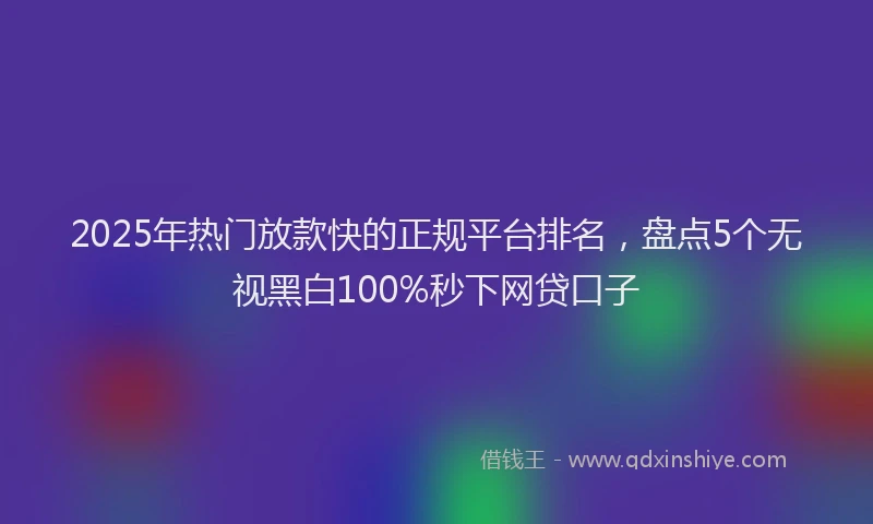 2025年热门放款快的正规平台排名，盘点5个无视黑白100%秒下网贷口子