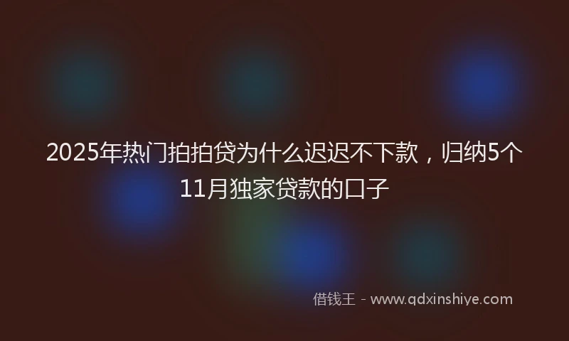 2025年热门拍拍贷为什么迟迟不下款，归纳5个11月独家贷款的口子