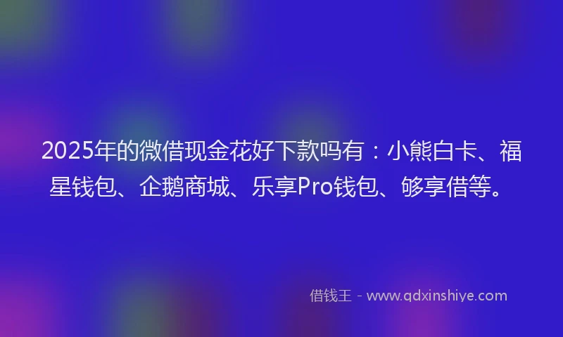 2025年的微借现金花好下款吗有：小熊白卡、福星钱包、企鹅商城、乐享Pro钱包、够享借等。