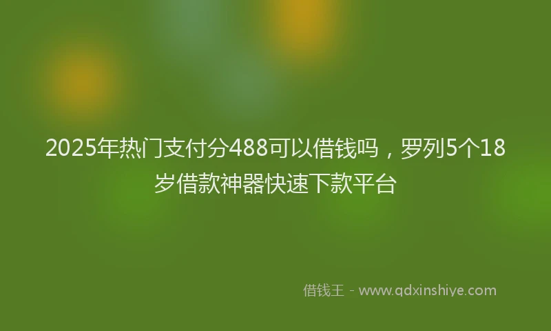 2025年热门支付分488可以借钱吗，罗列5个18岁借款神器快速下款平台