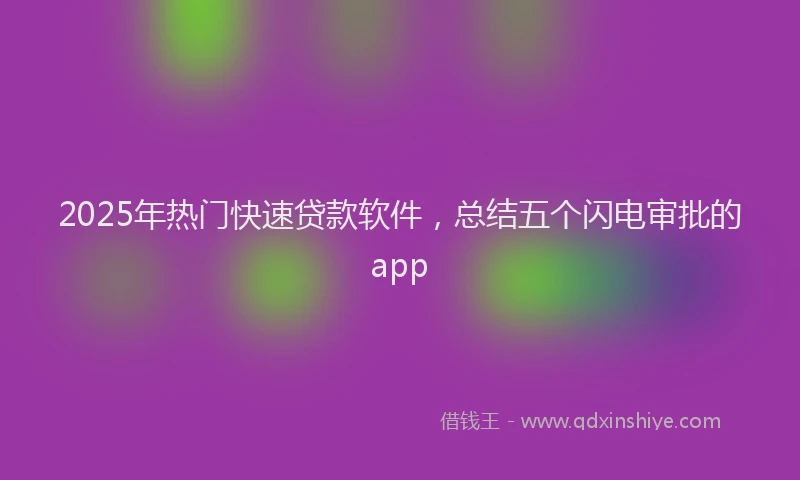2025年热门快速贷款软件，总结五个闪电审批的app
