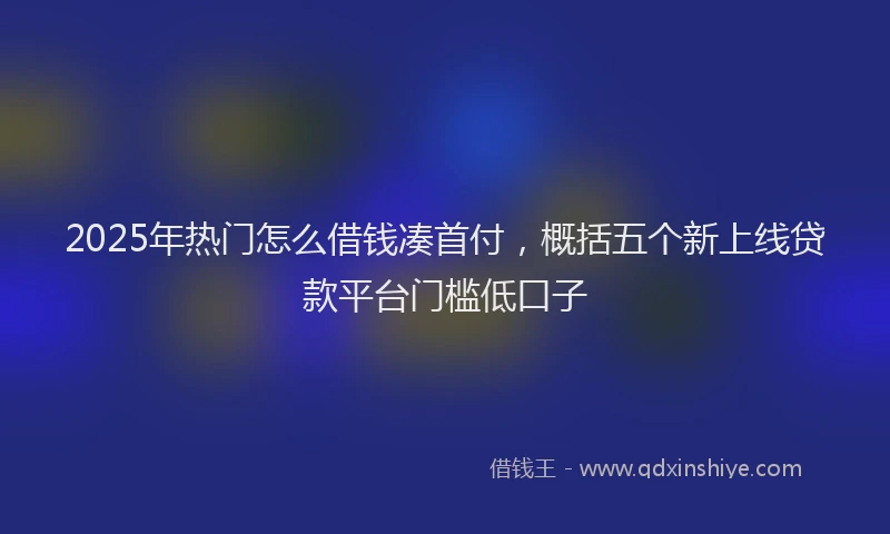 2025年热门怎么借钱凑首付，概括五个新上线贷款平台门槛低口子