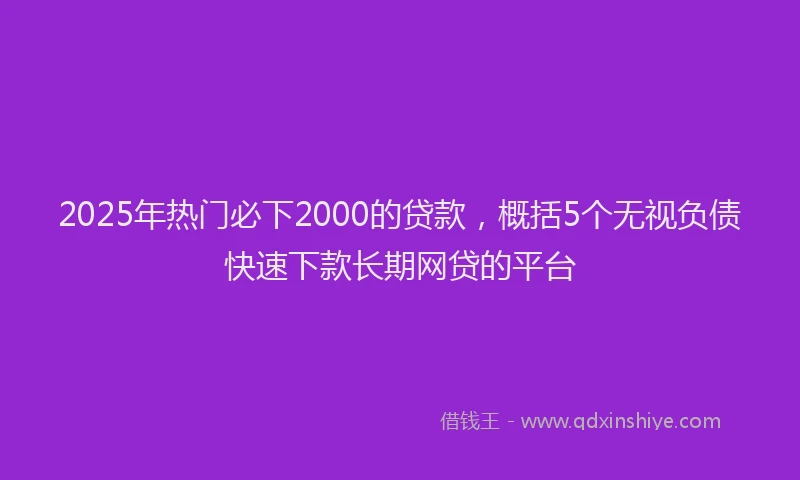 2025年热门必下2000的贷款，概括5个无视负债快速下款长期网贷的平台