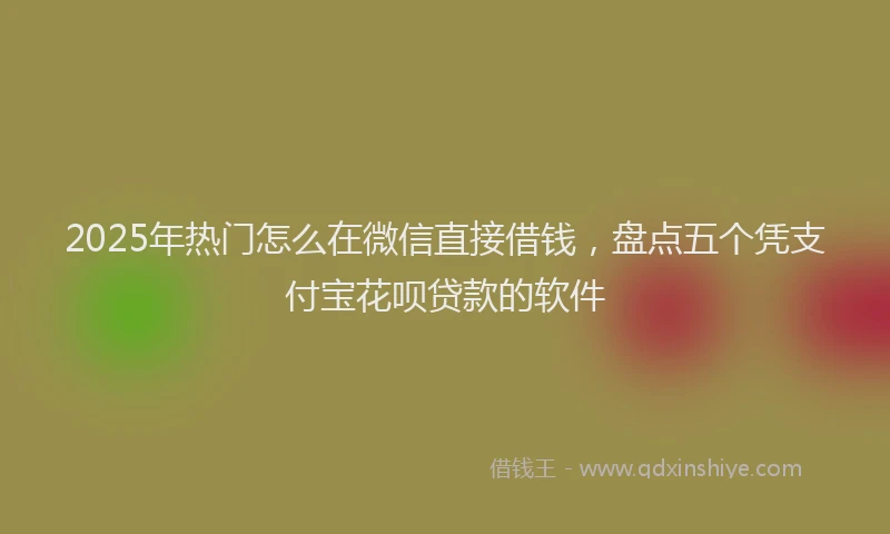 2025年热门怎么在微信直接借钱，盘点五个凭支付宝花呗贷款的软件