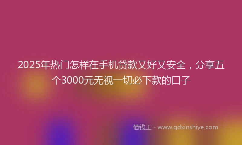 2025年热门怎样在手机贷款又好又安全，分享五个3000元无视一切必下款的口子
