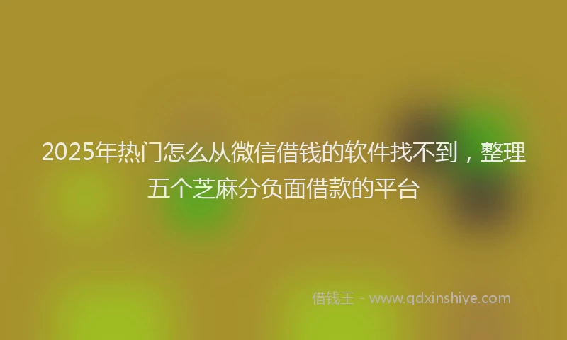 2025年热门怎么从微信借钱的软件找不到，整理五个芝麻分负面借款的平台