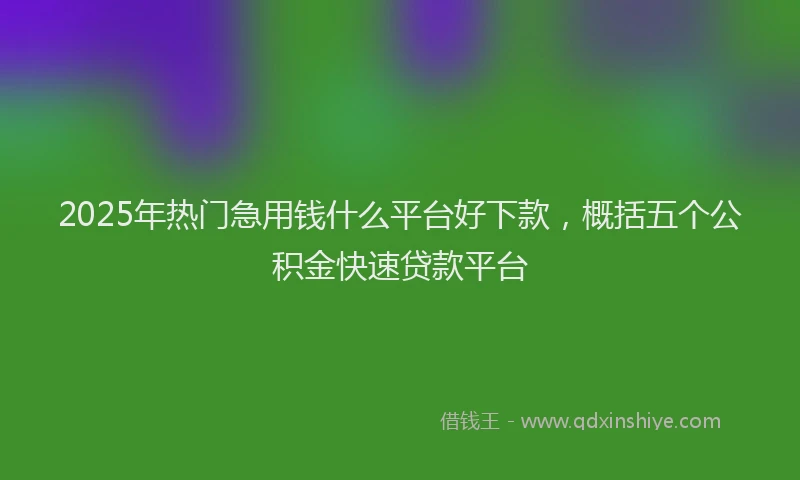 2025年热门急用钱什么平台好下款，概括五个公积金快速贷款平台