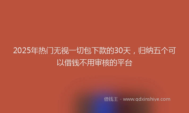 2025年热门无视一切包下款的30天，归纳五个可以借钱不用审核的平台