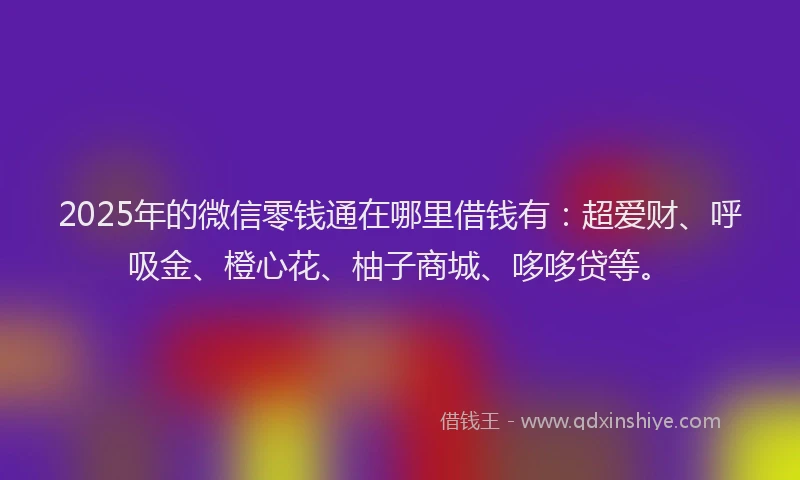 2025年的微信零钱通在哪里借钱有：超爱财、呼吸金、橙心花、柚子商城、哆哆贷等。