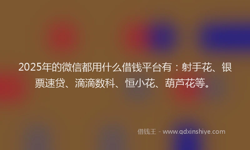 2025年的微信都用什么借钱平台有：射手花、银票速贷、滴滴数科、恒小花、葫芦花等。