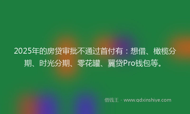 2025年的房贷审批不通过首付有：想借、橄榄分期、时光分期、零花罐、翼贷Pro钱包等。