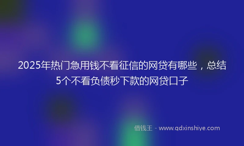 2025年热门急用钱不看征信的网贷有哪些，总结5个不看负债秒下款的网贷口子
