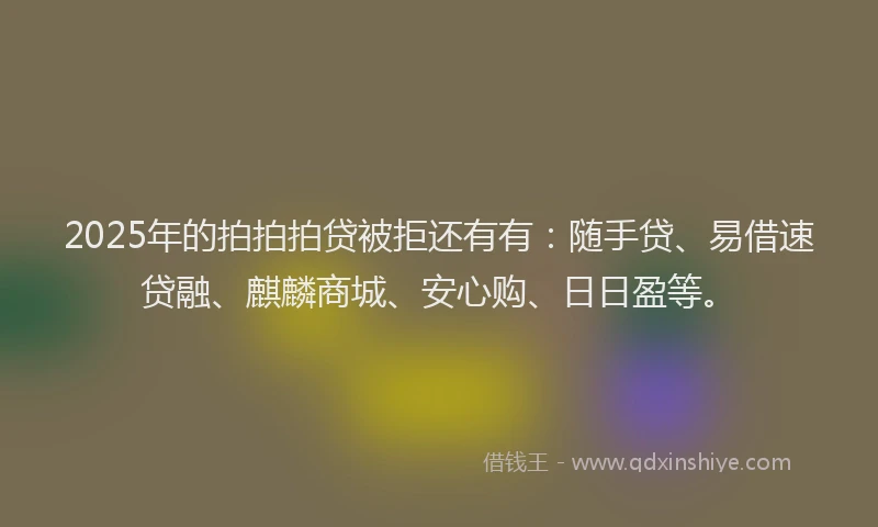2025年的拍拍拍贷被拒还有有：随手贷、易借速贷融、麒麟商城、安心购、日日盈等。