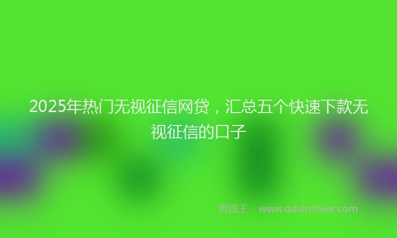 2025年热门无视征信网贷，汇总五个快速下款无视征信的口子