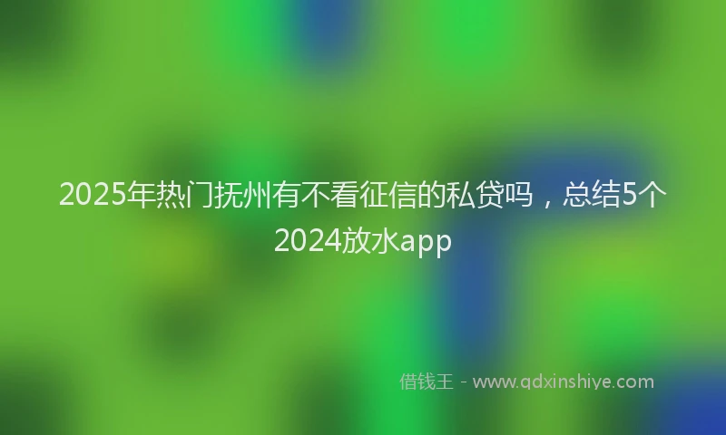 2025年热门抚州有不看征信的私贷吗，总结5个2024放水app