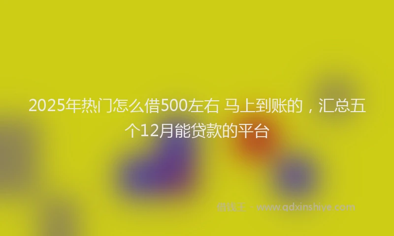 2025年热门怎么借500左右 马上到账的，汇总五个12月能贷款的平台