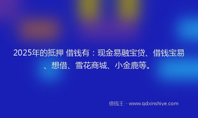 2025年的抵押 借钱有：现金易融宝贷、借钱宝易、想借、雪花商城、小金鹿等。