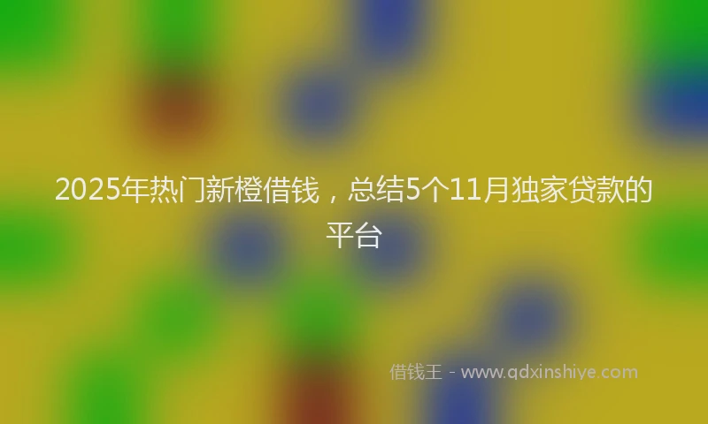 2025年热门新橙借钱，总结5个11月独家贷款的平台