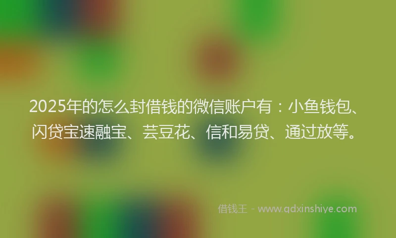 2025年的怎么封借钱的微信账户有：小鱼钱包、闪贷宝速融宝、芸豆花、信和易贷、通过放等。
