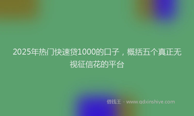 2025年热门快速贷1000的口子，概括五个真正无视征信花的平台