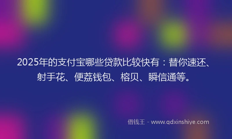 2025年的支付宝哪些贷款比较快有：替你速还、射手花、便荔钱包、榕贝、瞬信通等。