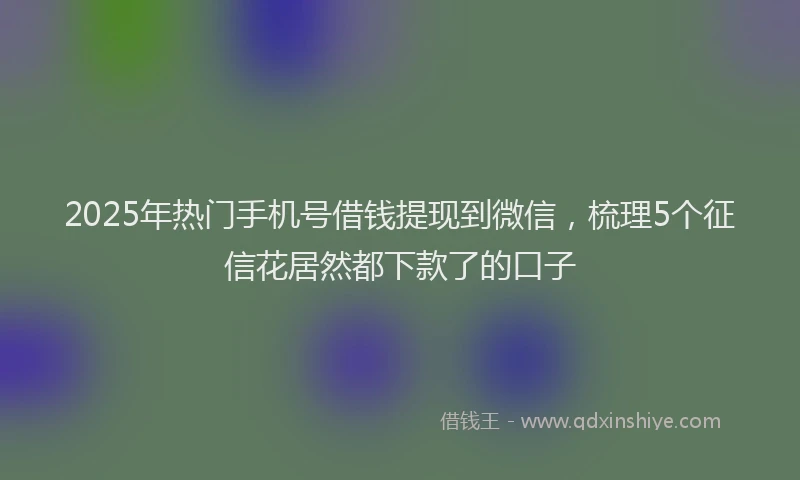 2025年热门手机号借钱提现到微信，梳理5个征信花居然都下款了的口子