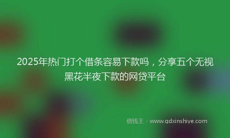 2025年热门打个借条容易下款吗，分享五个无视黑花半夜下款的网贷平台