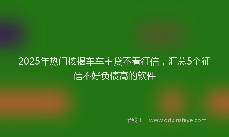 2025年热门按揭车车主贷不看征信，汇总5个征信不好负债高的软件