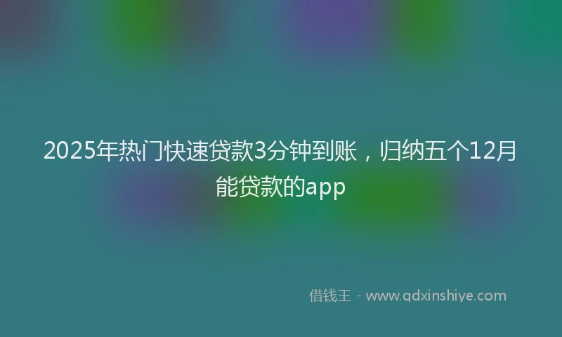 2025年热门快速贷款3分钟到账，归纳五个12月能贷款的app