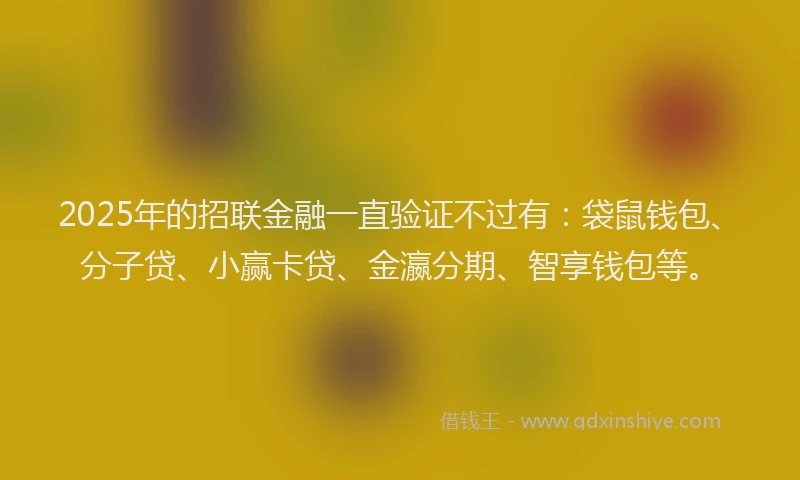 2025年的招联金融一直验证不过有：袋鼠钱包、分子贷、小赢卡贷、金瀛分期、智享钱包等。