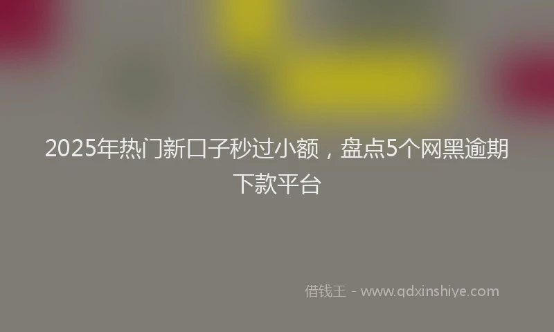 2025年热门新口子秒过小额，盘点5个网黑逾期下款平台