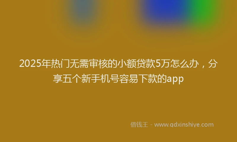 2025年热门无需审核的小额贷款5万怎么办，分享五个新手机号容易下款的app
