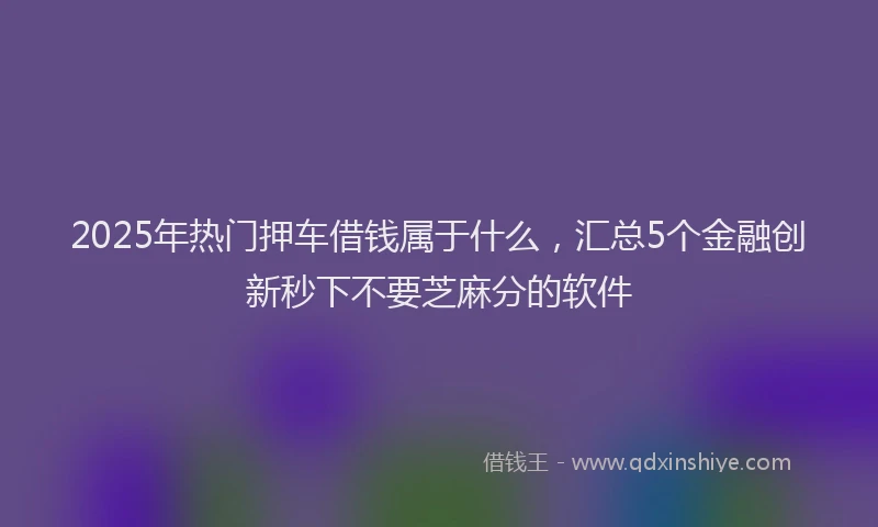 2025年热门押车借钱属于什么，汇总5个金融创新秒下不要芝麻分的软件
