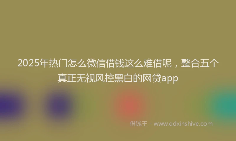 2025年热门怎么微信借钱这么难借呢，整合五个真正无视风控黑白的网贷app