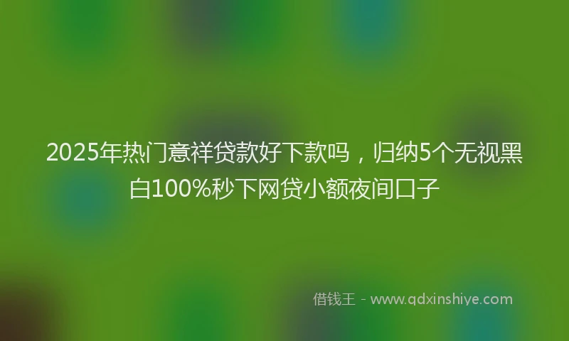 2025年热门意祥贷款好下款吗，归纳5个无视黑白100%秒下网贷小额夜间口子