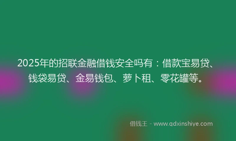 2025年的招联金融借钱安全吗有：借款宝易贷、钱袋易贷、金易钱包、萝卜租、零花罐等。