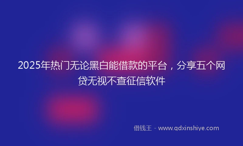 2025年热门无论黑白能借款的平台，分享五个网贷无视不查征信软件