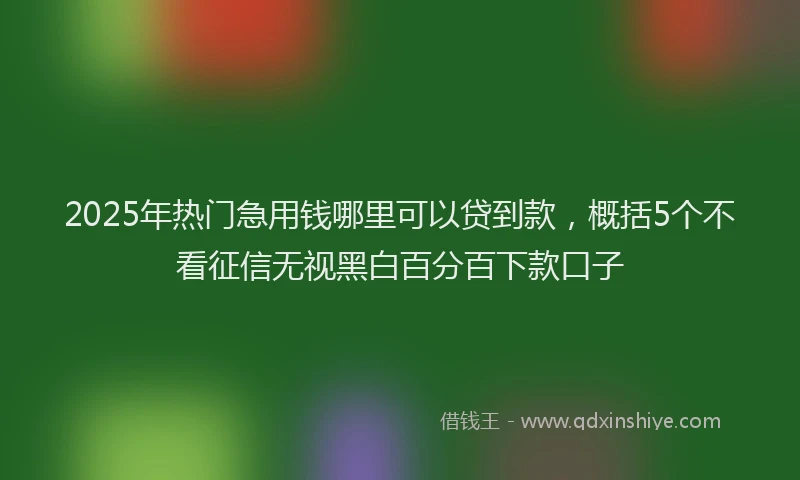 2025年热门急用钱哪里可以贷到款，概括5个不看征信无视黑白百分百下款口子