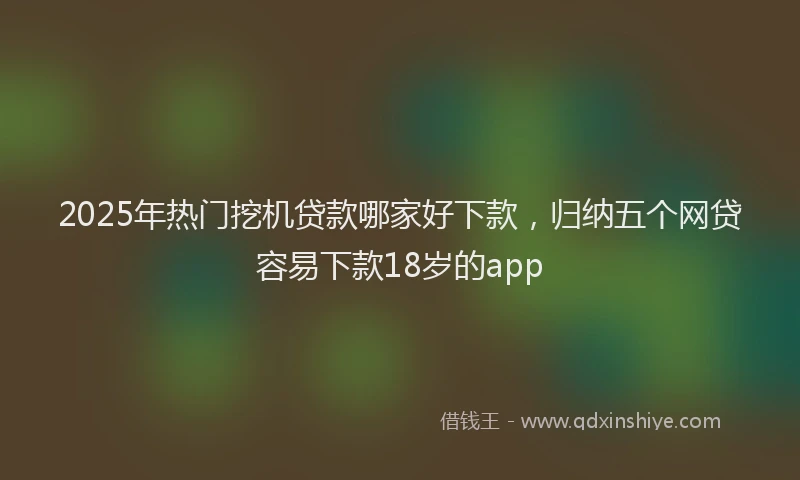 2025年热门挖机贷款哪家好下款，归纳五个网贷容易下款18岁的app