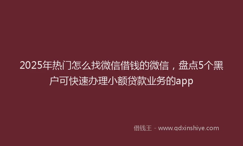 2025年热门怎么找微信借钱的微信，盘点5个黑户可快速办理小额贷款业务的app