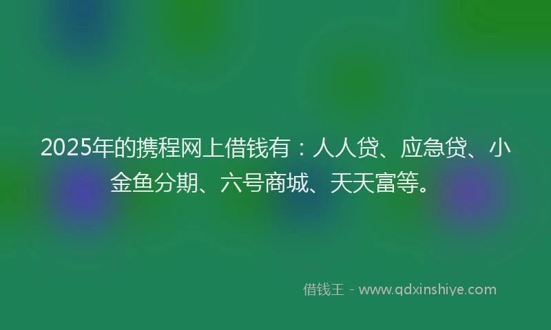 2025年的携程网上借钱有：人人贷、应急贷、小金鱼分期、六号商城、天天富等。