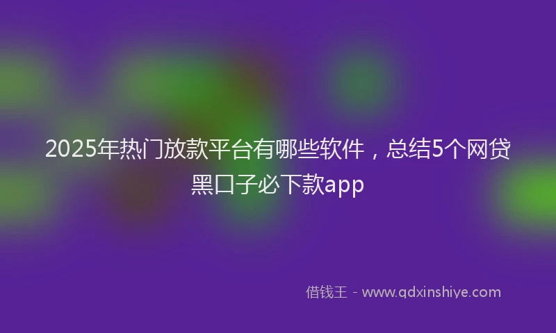2025年热门放款平台有哪些软件，总结5个网贷黑口子必下款app