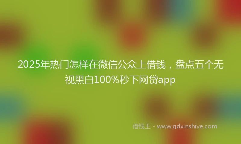 2025年热门怎样在微信公众上借钱，盘点五个无视黑白100%秒下网贷app
