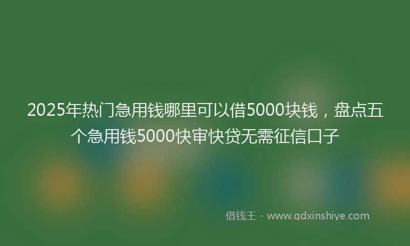 2025年热门急用钱哪里可以借5000块钱，盘点五个急用钱5000快审快贷无需征信口子