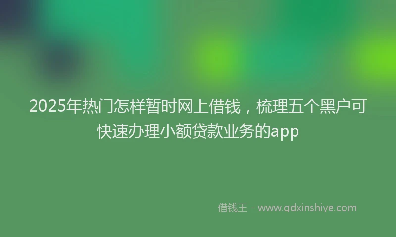 2025年热门怎样暂时网上借钱，梳理五个黑户可快速办理小额贷款业务的app