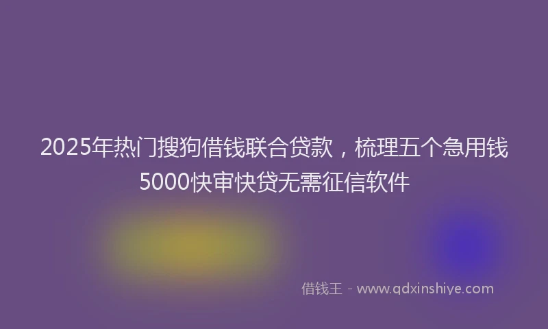 2025年热门搜狗借钱联合贷款，梳理五个急用钱5000快审快贷无需征信软件